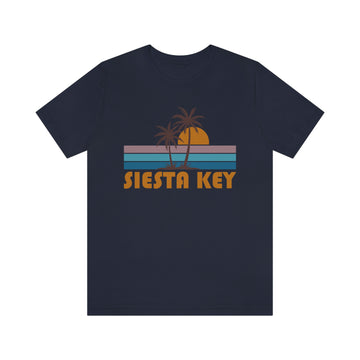 Buy navy Siesta Key, Florida T-Shirt - Retro Palm Tree Unisex Siesta Key Shirt