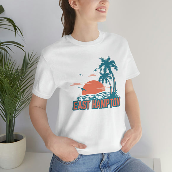 East Hampton, New York T-Shirt - Retro Palm Tree & Beach Unisex East Hampton Shirt