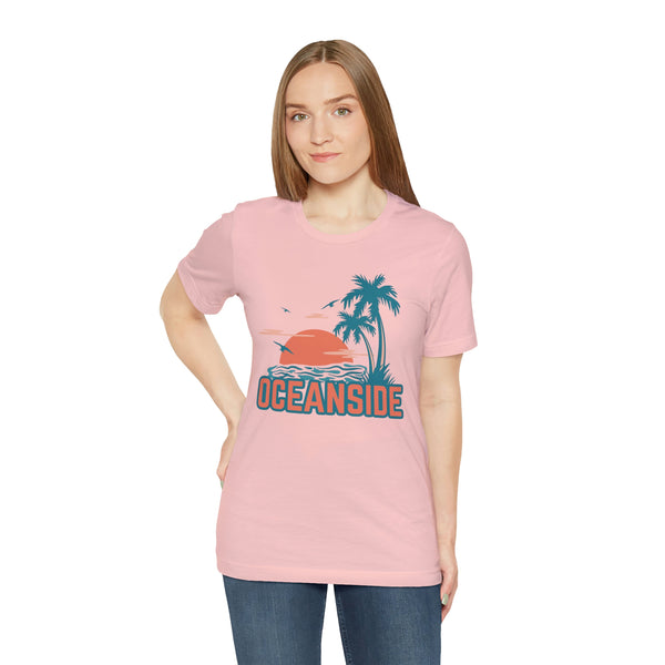 Oceanside, California T-Shirt - Retro Palm Tree & Beach Unisex Oceanside Shirt