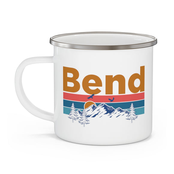 Bend, Oregon Camp Mug - Mountain Sunset Enamel Campfire Bend Mug