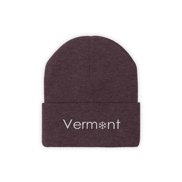 Buy maroon Vermont Knit Beanie - Adult Embroidered Snowflake Vermont Knit Hat