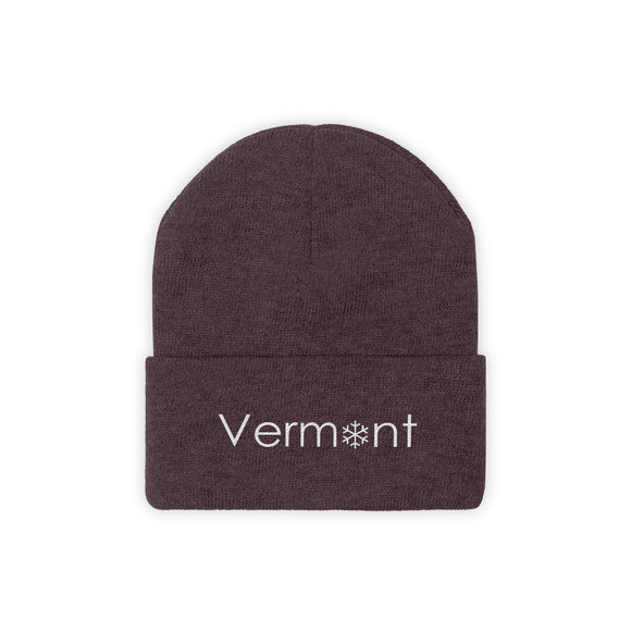 Vermont Knit Beanie - Adult Embroidered Snowflake Vermont Knit Hat