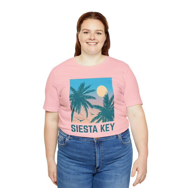 Siesta Key, Florida T-Shirt - Retro Palm Tree & Beach Unisex Siesta Key Shirt
