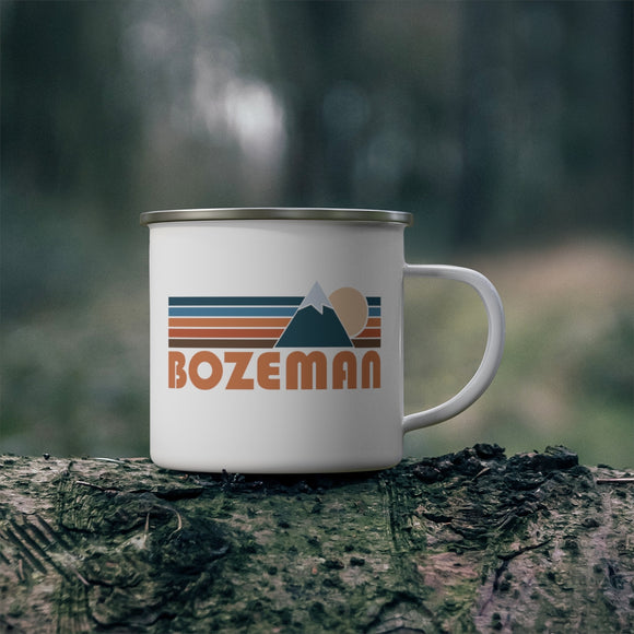 Bozeman, Montana Camp Mug - Retro Mountain Enamel Campfire Bozeman Mug