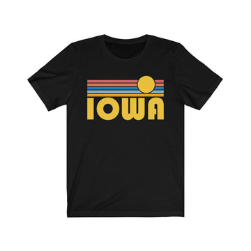 Buy black Iowa T-Shirt - Retro Sunrise Adult Unisex Iowa T Shirt