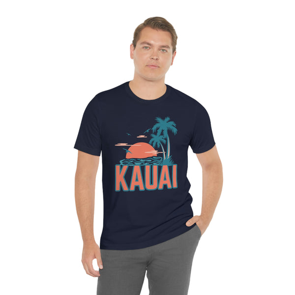 Kauai, Hawaii T-Shirt - Retro Palm Tree & Beach Unisex Kauai Shirt