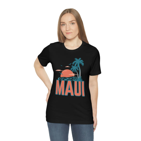 Maui, Hawaii T-Shirt - Retro Palm Tree & Beach Unisex Maui Shirt