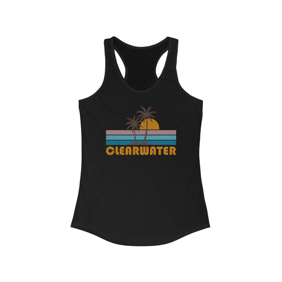 Clearwater, Florida Women's Tank - Retro Palm Tree Women's Racerback Clearwater Tank Top