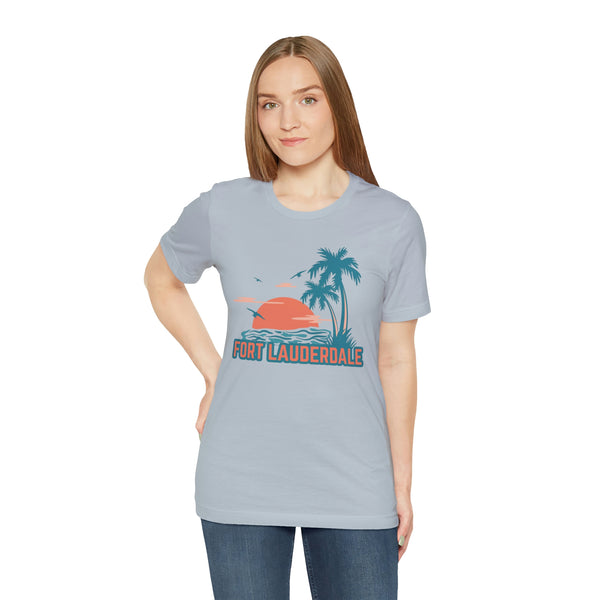Fort Lauderdale, Florida T-Shirt - Retro Palm Tree & Beach Unisex Fort Lauderdale Shirt