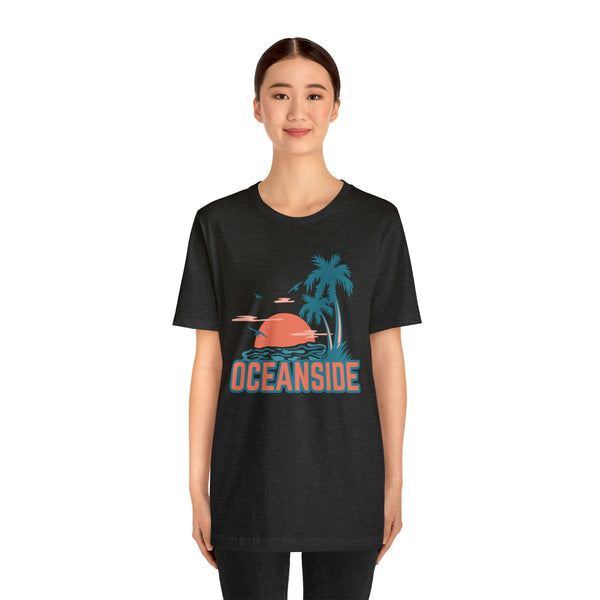 Oceanside, California T-Shirt - Retro Palm Tree & Beach Unisex Oceanside Shirt