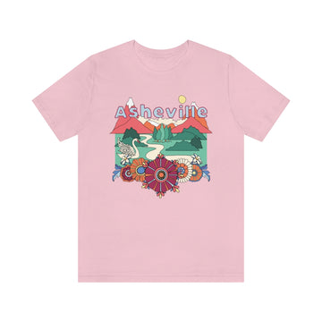 Buy pink Asheville T-Shirt - Retro Mountain / Hippie Style Asheville, North Carolina Shirt