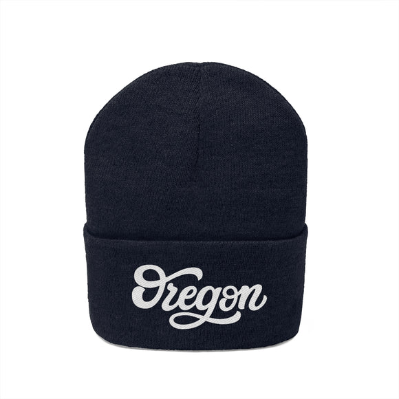 Oregon Beanie - Adult Hand Lettered Embroidered Oregon Knit Hat