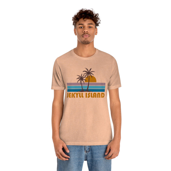 Jekyll Island, Georgia T-Shirt - Retro Palm Tree Unisex Jekyll Island Shirt