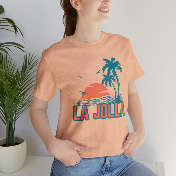 La Jolla, California T-Shirt - Retro Palm Tree & Beach Unisex La Jolla Shirt