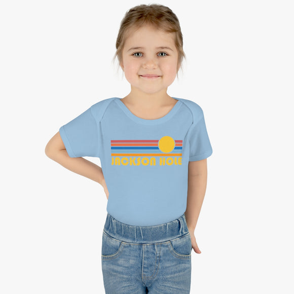 Jackson Hole Baby Bodysuit - Retro Sun Jackson Hole, Wyoming Baby Bodysuit