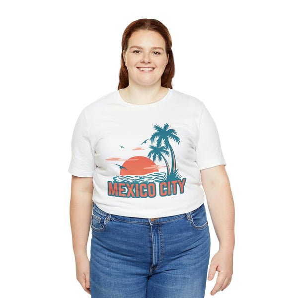 Mexico City, Mexico T-Shirt - Retro Palm Tree & Beach Unisex Mexico City Shirt