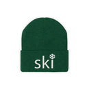 Ski Knit Beanie - Adult Embroidered Snowflake Ski Knit Hat-1