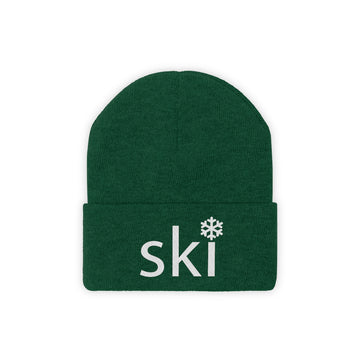 Ski Knit Beanie - Adult Embroidered Snowflake Ski Knit Hat