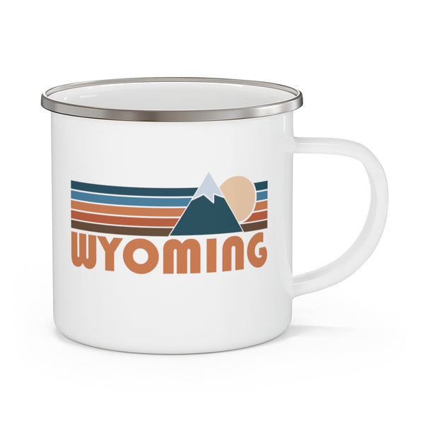 Wyoming Camp Mug - Retro Mountain Enamel Campfire Wyoming Mug
