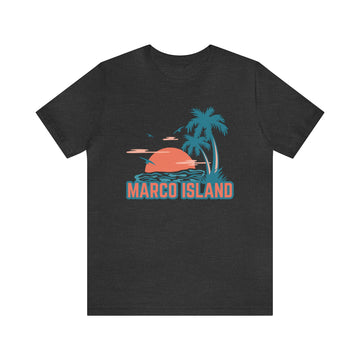 Buy dark-grey-heather Marco Island, Florida T-Shirt - Retro Palm Tree &amp; Beach Unisex Marco Island Shirt