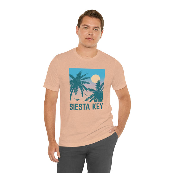 Siesta Key, Florida T-Shirt - Retro Palm Tree & Beach Unisex Siesta Key Shirt