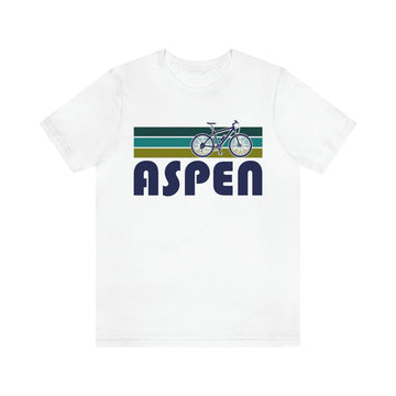 Buy white Aspen T-Shirt - Retro Mountain Bike Adult Unisex Aspen, Colorado T Shirt