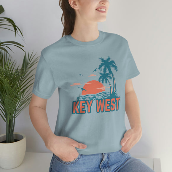 Key West, Florida T-Shirt - Retro Palm Tree & Beach Unisex Key West Shirt