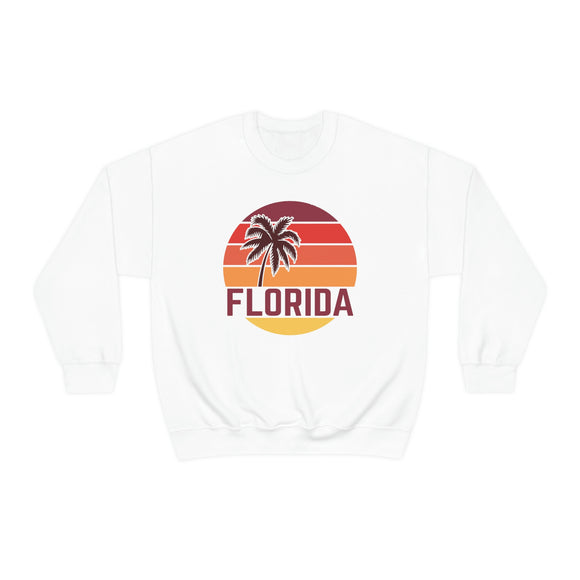 Florida Sweatshirt - Unisex Retro Palm Tree Florida Crewneck Sweatshirt