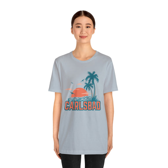 Carlsbad, California T-Shirt - Retro Palm Tree & Beach Unisex Carlsbad Shirt