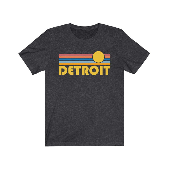 Detroit, Michigan T-Shirt - Retro Sunrise Adult Unisex Detroit T Shirt