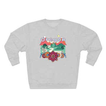 Buy heather-grey Premium Oregon Sweatshirt - Unisex Boho Premium Crewneck Oregon Sweatshirt