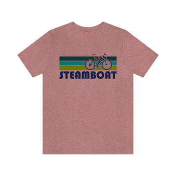Buy heather-mauve Steamboat T-Shirt - Retro Mountain Bike Adult Unisex Steamboat, Colorado T Shirt
