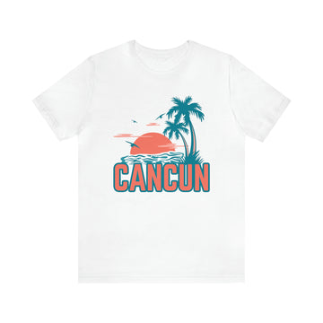 Buy white Cancun, Mexico T-Shirt - Retro Palm Tree &amp; Beach Unisex Cancun Shirt