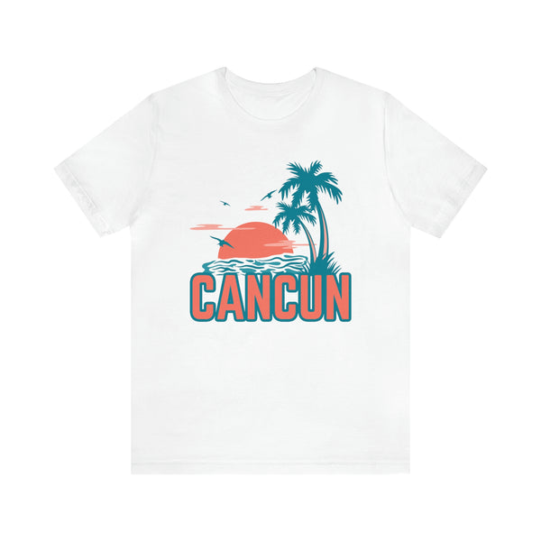 Cancun, Mexico T-Shirt - Retro Palm Tree & Beach Unisex Cancun Shirt