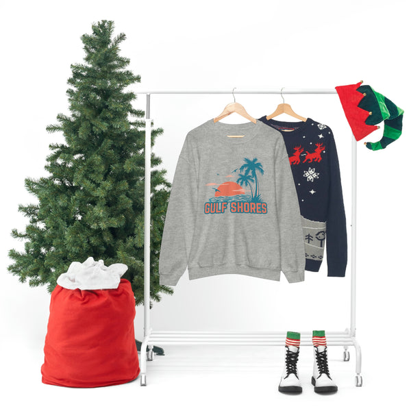 Gulf Shores, Alabama Sweatshirt - Unisex Retro Palm Tree Crewneck Gulf Shores Sweatshirt