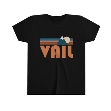 Buy black Vail Youth T-Shirt - Retro Mountain Colorado Kid's TShirt