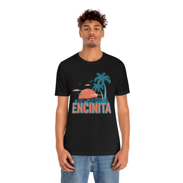 Encinitas, California T-Shirt - Retro Palm Tree & Beach Unisex Encinitas Shirt
