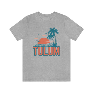 Buy athletic-heather Tulum, Mexico T-Shirt - Retro Palm Tree &amp; Beach Unisex Tulum Shirt