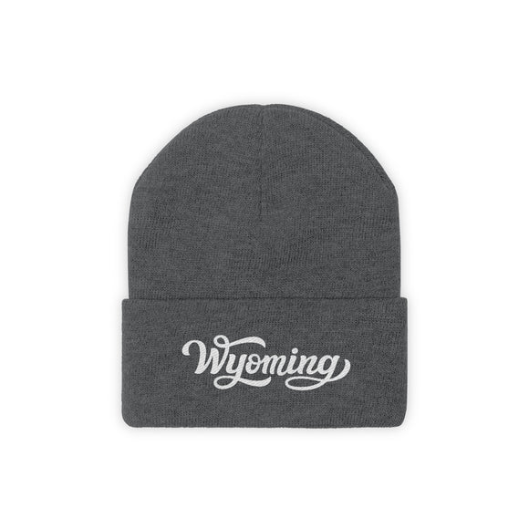 Wyoming Beanie - Adult Hand Lettered Embroidered Wyoming Knit Hat