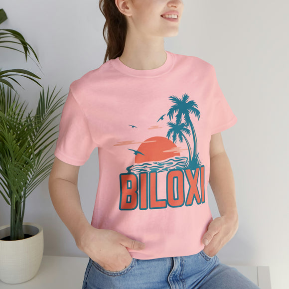 Biloxi, Mississippi T-Shirt - Retro Palm Tree & Beach Unisex Biloxi Shirt