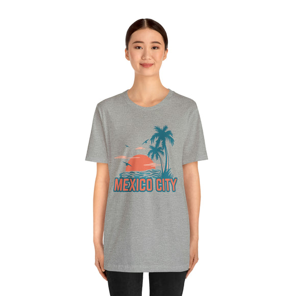 Mexico City, Mexico T-Shirt - Retro Palm Tree & Beach Unisex Mexico City Shirt