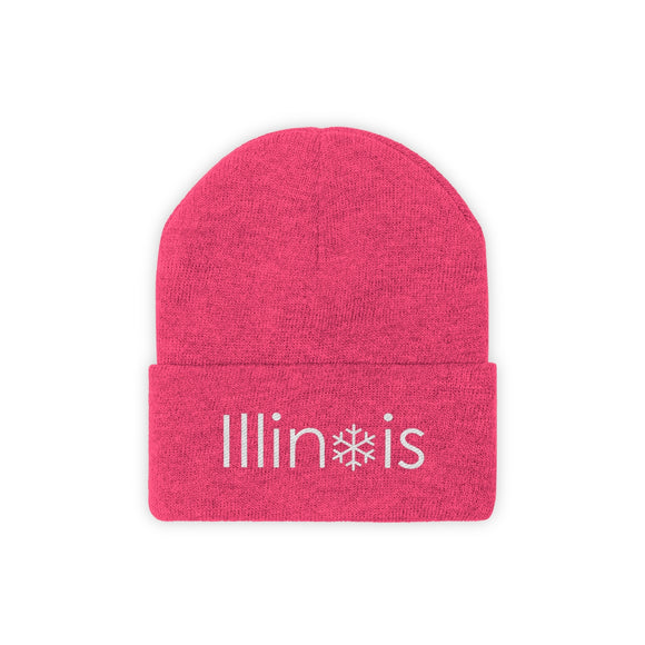 Illinois Knit Beanie - Adult Embroidered Snowflake Illinois Knit Hat