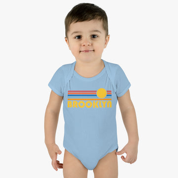 Brooklyn Baby Bodysuit - Retro Sun Brooklyn, New York Baby Bodysuit - 0