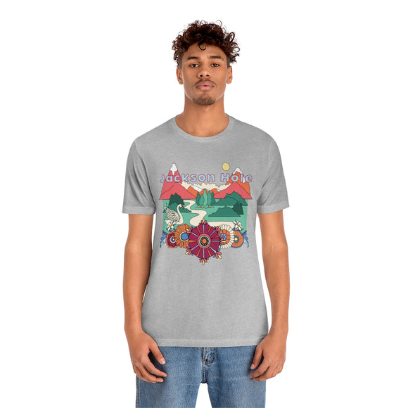 Jackson Hole T-Shirt - Retro Mountain / Hippie Style Jackson Hole, Wyoming Shirt