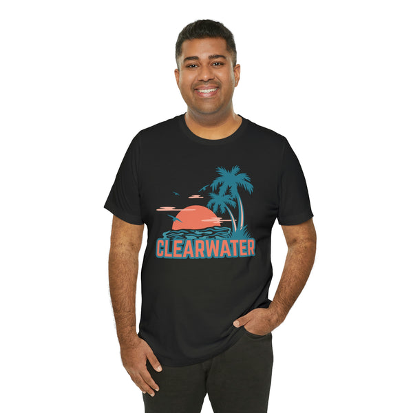 Clearwater, Florida T-Shirt - Retro Palm Tree & Beach Unisex Clearwater Shirt