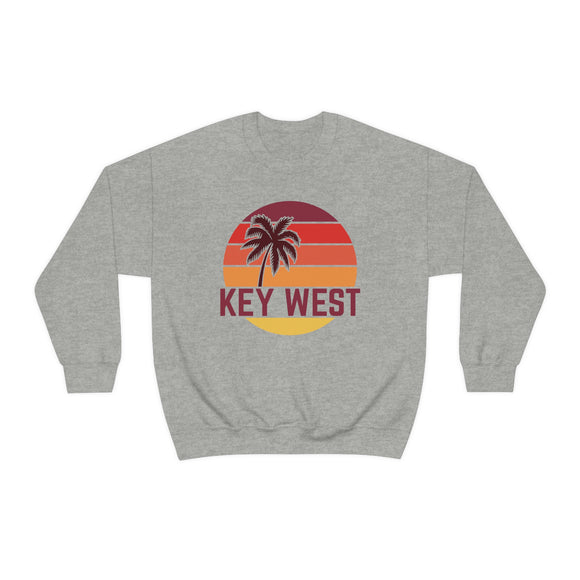 Key West, Florida Sweatshirt - Unisex Retro Palm Tree Crewneck Key West Sweatshirt