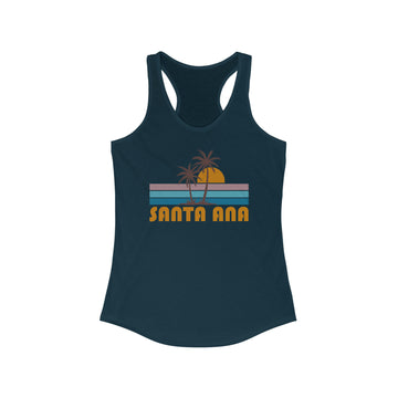 Santa Ana, California Women's Tank - Retro Palm Tree Women's Racerback Santa Ana Tank Top