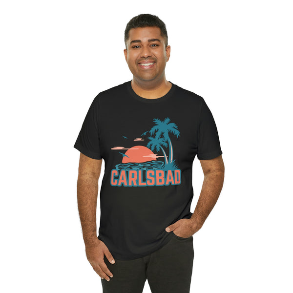 Carlsbad, California T-Shirt - Retro Palm Tree & Beach Unisex Carlsbad Shirt