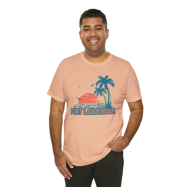 Fort Lauderdale, Florida T-Shirt - Retro Palm Tree & Beach Unisex Fort Lauderdale Shirt