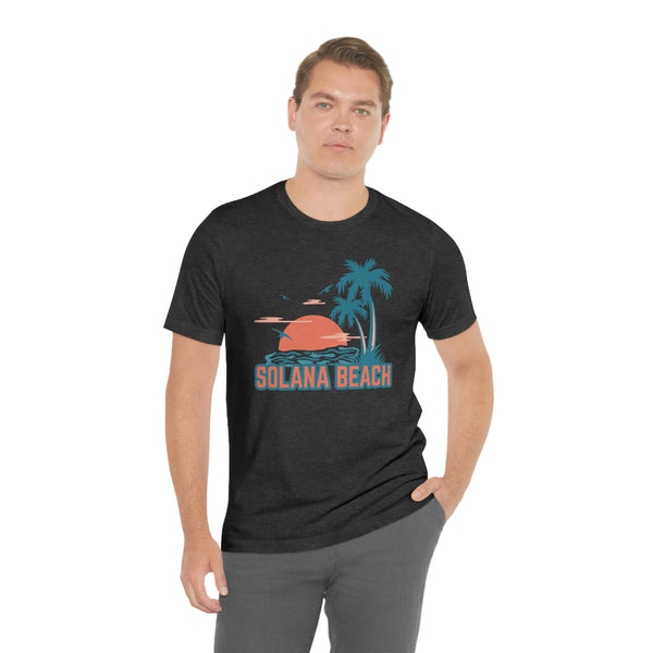 Solana Beach, California T-Shirt - Retro Palm Tree & Beach Unisex Solana Beach Shirt